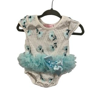Popatu body suit 3-6M tutu skirt floral embroidery